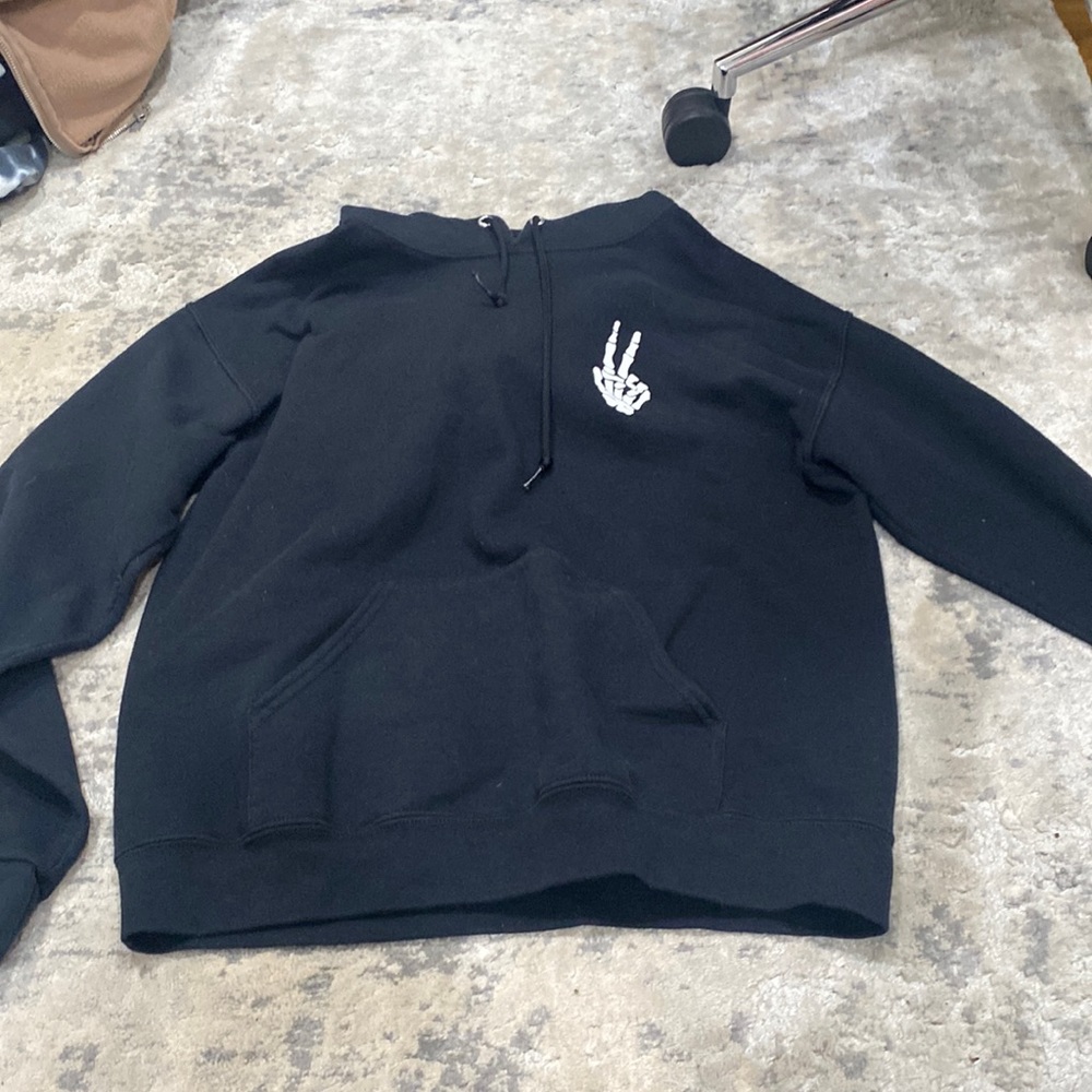 black bowery peace sign hoodie